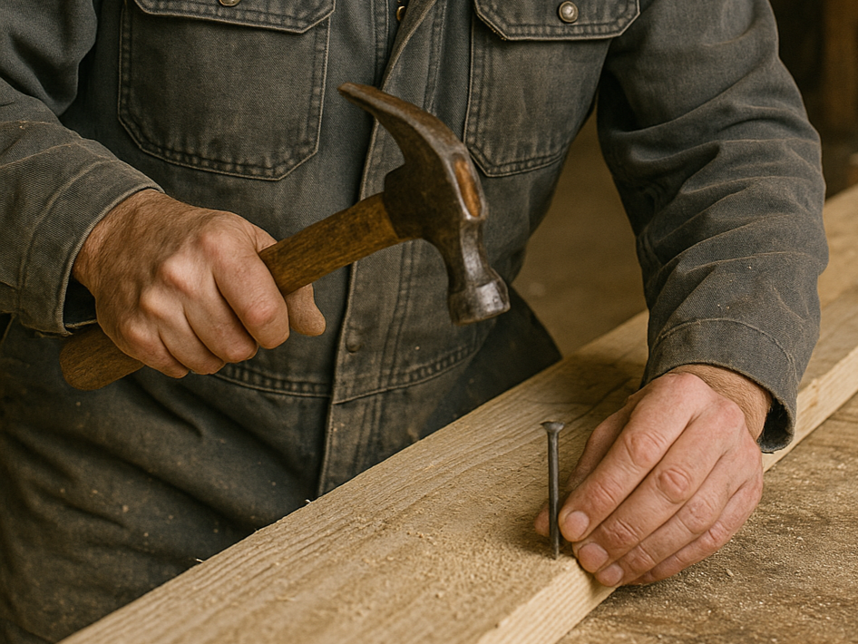 Detaljbilde av håndverkerhender i arbeid med verktøy – dokumentasjon av kvalitet og håndverk